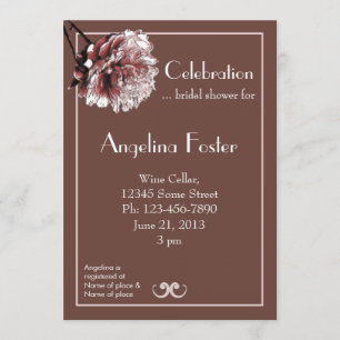 Invitación Ducha marrón chocolate y peony rosa
