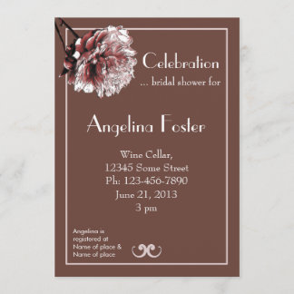 Invitación Ducha marrón chocolate y peony rosa