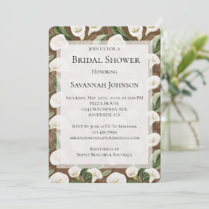 Invitación Ducha marrón de novias con flores de lirio blanco