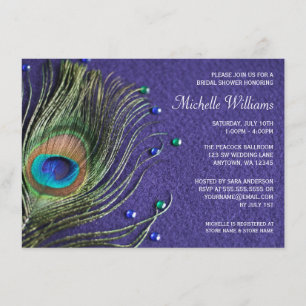 Invitación Ducha marrón de plumas pavo real