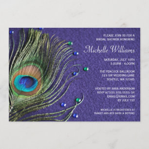 Invitación Ducha marrón de plumas pavo real