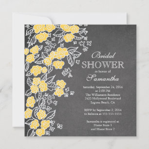 Invitación Ducha marrón gris amarillo chillón moderno