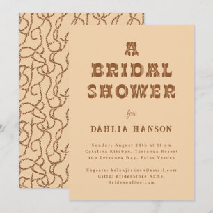 Invitación Ducha marrón marrón beige occidental para novias
