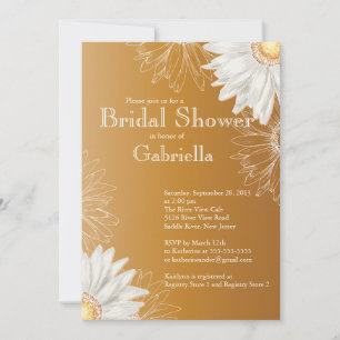 Invitación Ducha marrón marrón floral moderna de novia