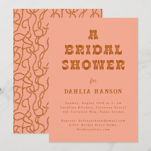 Invitación Ducha marrón marrón-marrón-marrón-mínima de novias (Anverso / Reverso)