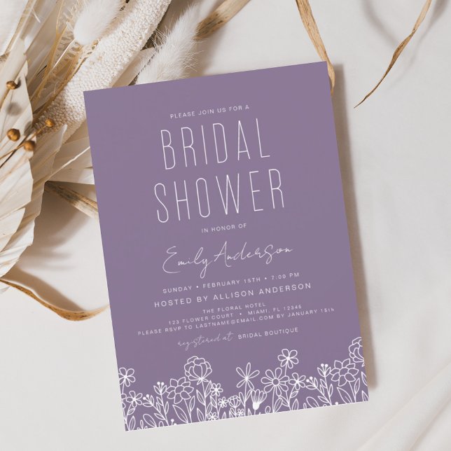 Invitación Ducha marrón violeta de novia elegante (Subido por el creador)