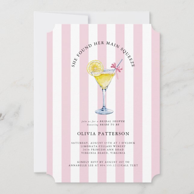 Invitación Ducha martini de solomillo de limón principal (Anverso)