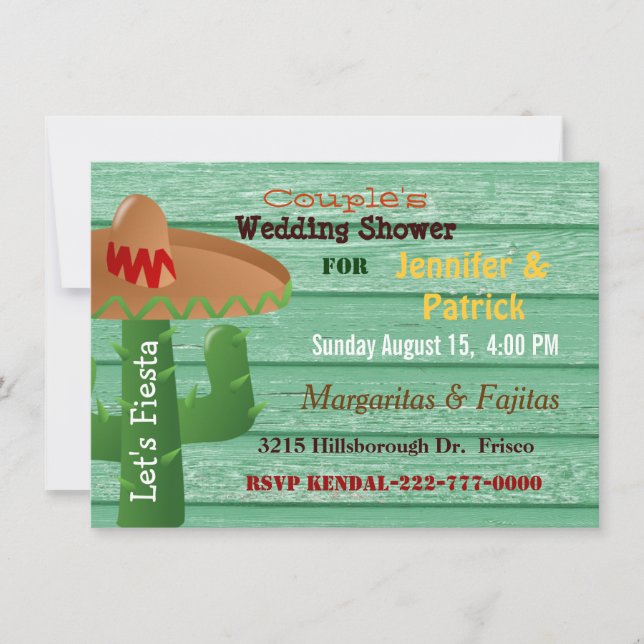 Invitación Ducha matrimonial de Fiesta Mexicana (Anverso)