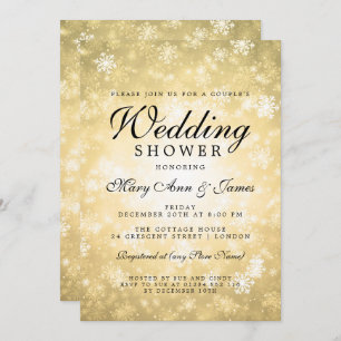 Invitación Ducha matrimonial de la pareja Gold Winter Wonderl