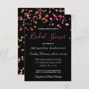 Invitación Ducha matrimonial Hot Pink and Gold Confetti