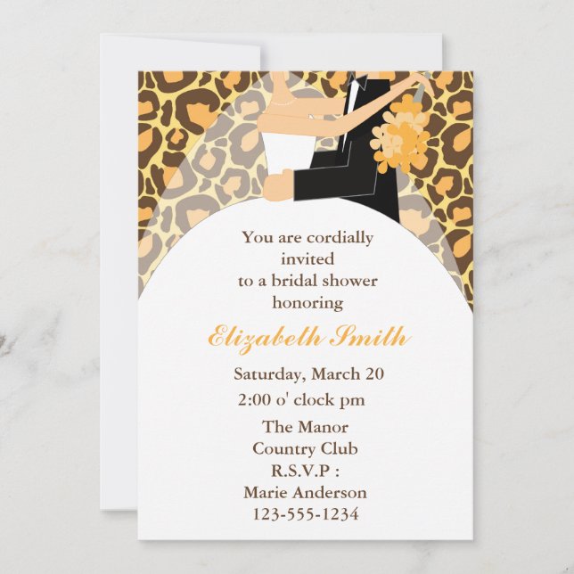 Invitación Ducha matrimonial impresa de leopardo y de boda de (Anverso)