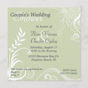 Invitación Ducha matrimonial verde y blanca