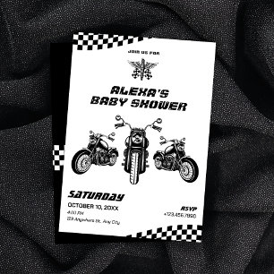 Invitación Ducha mecánica de moto clásica para bebé