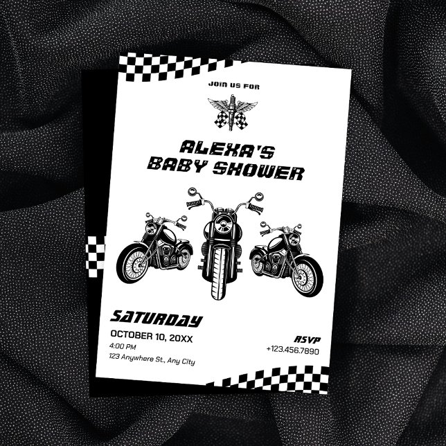 Invitación Ducha mecánica de moto clásica para bebé (Subido por el creador)