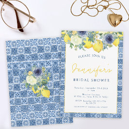 Invitación Ducha mediterránea de azulejos y limón de novia