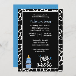 Invitación Ducha Milkaholic personalizada para bebé bebé