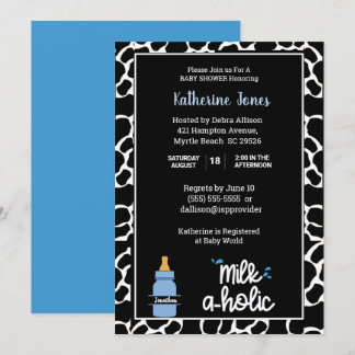 Invitación Ducha Milkaholic personalizada para bebé bebé