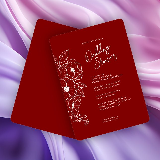 Invitación Ducha Mínima De Boda Botánica Floral De La Boda Ro (Subido por el creador)