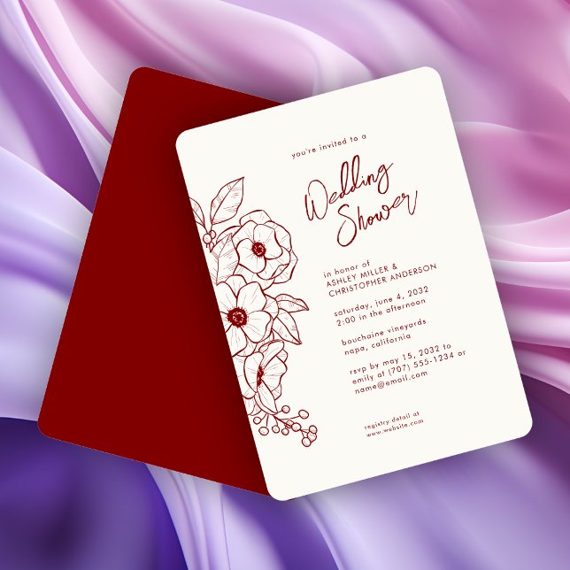 Invitación Ducha Mínima De Boda Botánica Floral De La Boda Ro (Subido por el creador)