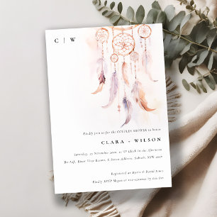 Invitación Ducha Mínima de Boho Feather Dreamcatcher Couples