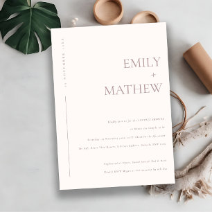 INVITACIÓN DUCHA MÍNIMA DE PAREJAS DE TIPOGRAFÍA DE RUBOR PIN