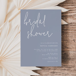 Invitación Ducha minimalista azul de novia