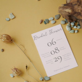 Invitación Ducha Minimalista beige simple monograma