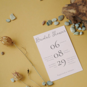 Invitación Ducha Minimalista beige simple monograma