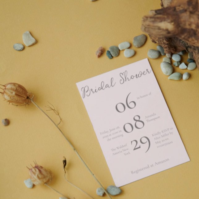 Invitación Ducha Minimalista beige simple monograma (Subido por el creador)