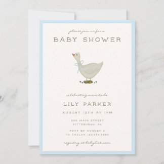 Invitación Ducha Minimalista de Mamá Gansa para Bebé