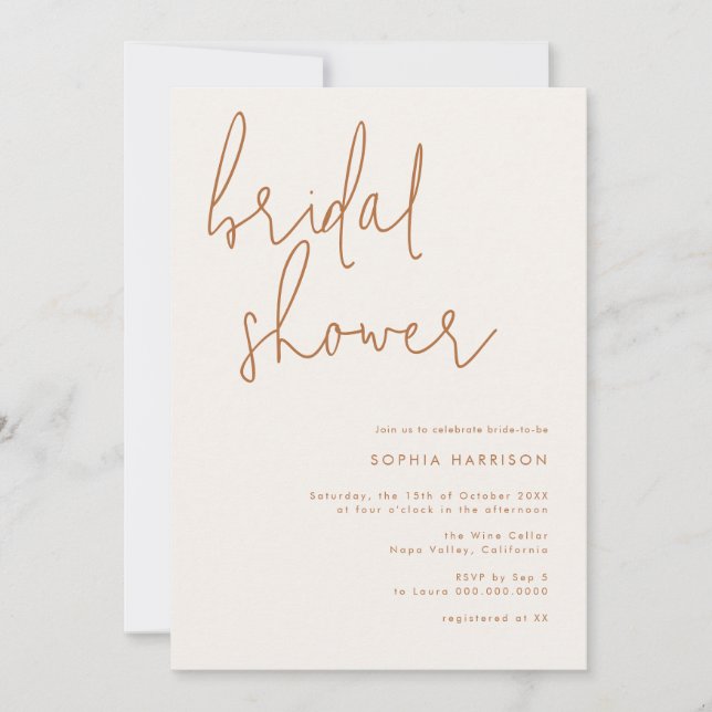 Invitación Ducha minimalista de novias (Anverso)