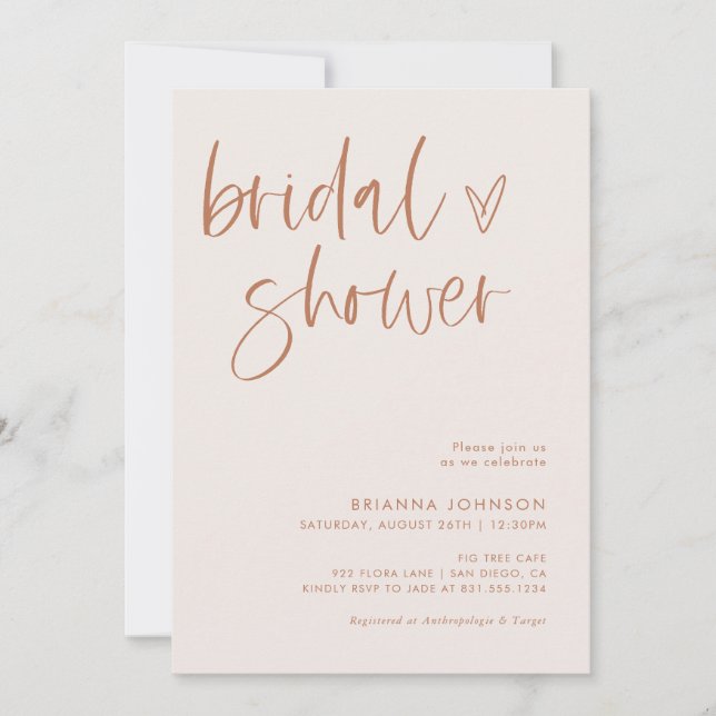 Invitación Ducha Minimalista de novias Boho | Novialidad mode (Anverso)