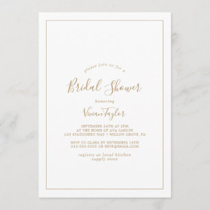 Invitación Ducha minimalista de novias de oro