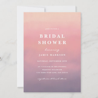 Invitación Ducha Minimalista de novias Rosa Ombre Boho