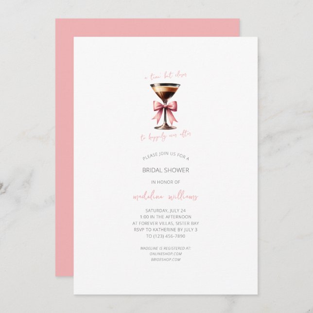 Invitación Ducha minimalista Espresso Martini Bridal (Anverso / Reverso)