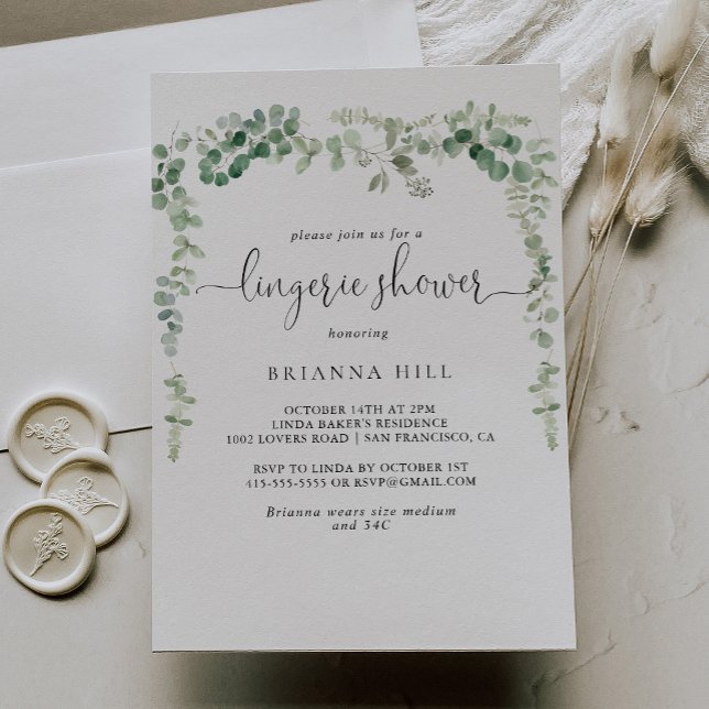 Invitación Ducha minimalista Eucalyptus Bridal Lingerie (Subido por el creador)