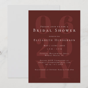 Invitación Ducha Minimalista negrita roja tipo novia