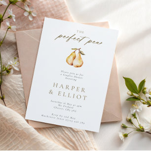 Invitación Ducha minimalista Perfecta Pear Botánica Parejas