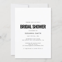 Invitación Ducha minimalista simple de novia