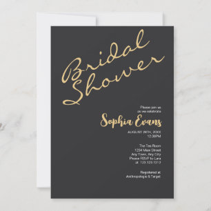 Invitación Ducha minimalista y simple de oro y negro para nov