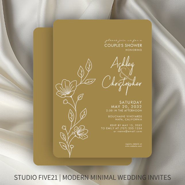 Invitación Ducha moderna de bodas con esquema de oro (Subido por el creador)
