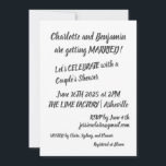 Invitación Ducha moderna de parejas de moda con letras de pin<br><div class="desc">Moderno pincel negro Letter Parejas de moda Invitación a la ducha</div>