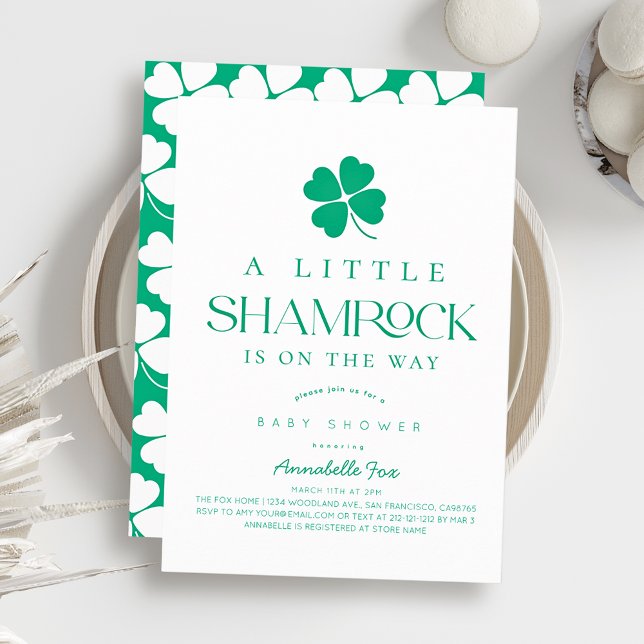 Invitación Ducha Moderna para Bebé Little Shamrock (Subido por el creador)