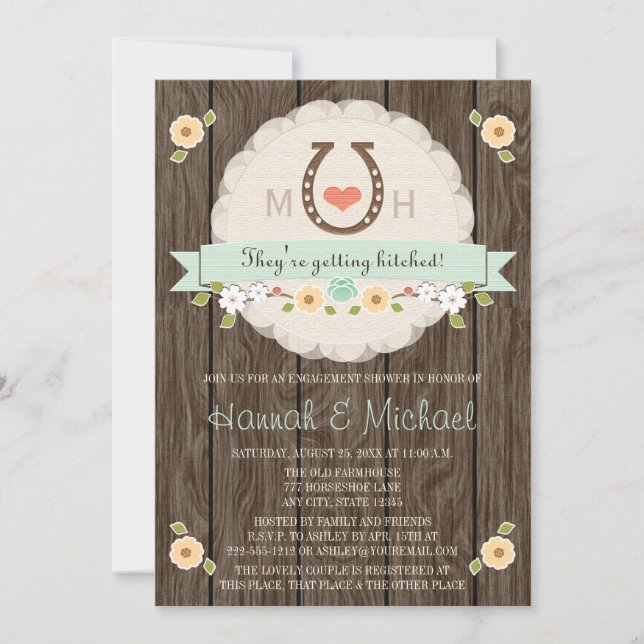 INVITACIÓN DUCHA MONOGRAMADA DE HORSESOROS DE PAREJAS OCCIDEN (Anverso)