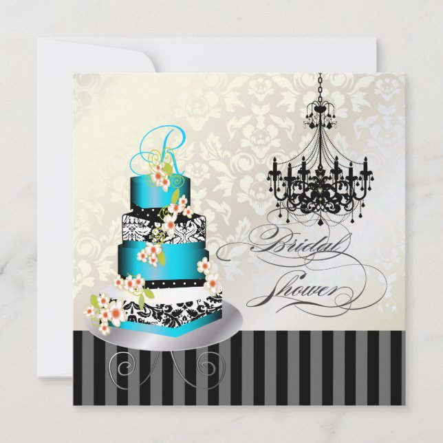 Invitación Ducha monogramo de puerro PixDezines, pastel azul (Anverso)