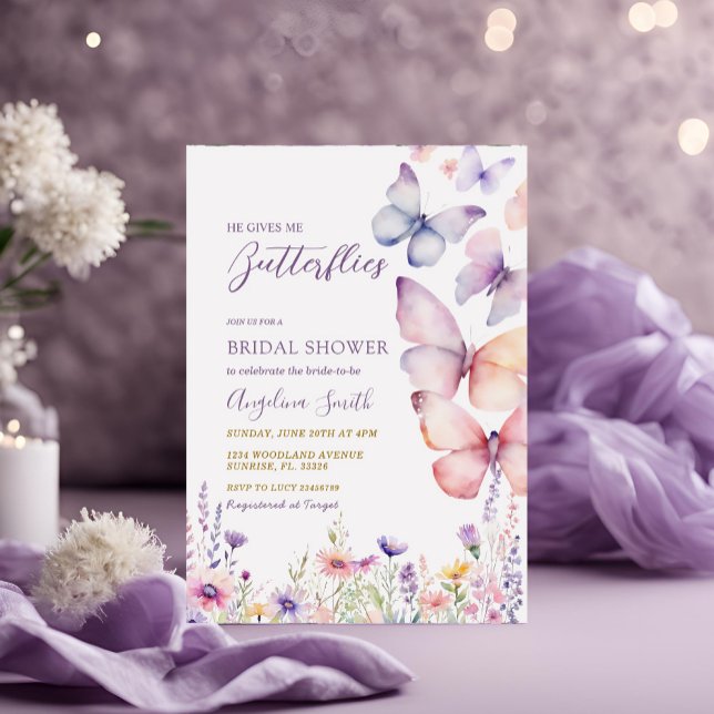 Invitación Ducha Morada Bridal Me Da Mariposas (Subido por el creador)