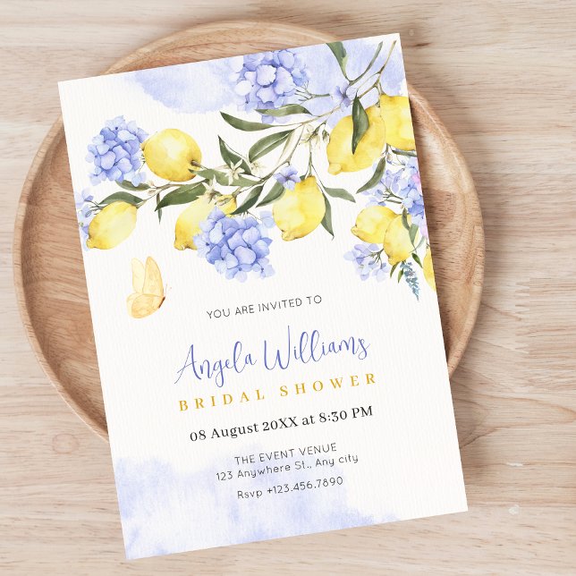 Invitación Ducha morada de novia con flores de lémones (Subido por el creador)