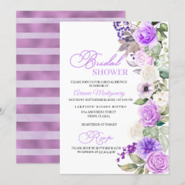 Invitación Ducha morada de primavera floral