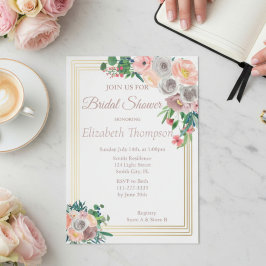 Invitación Ducha Morada Floral Bridal