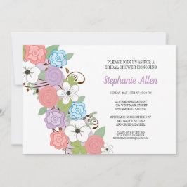 Invitación Ducha Morada Floral Bridal